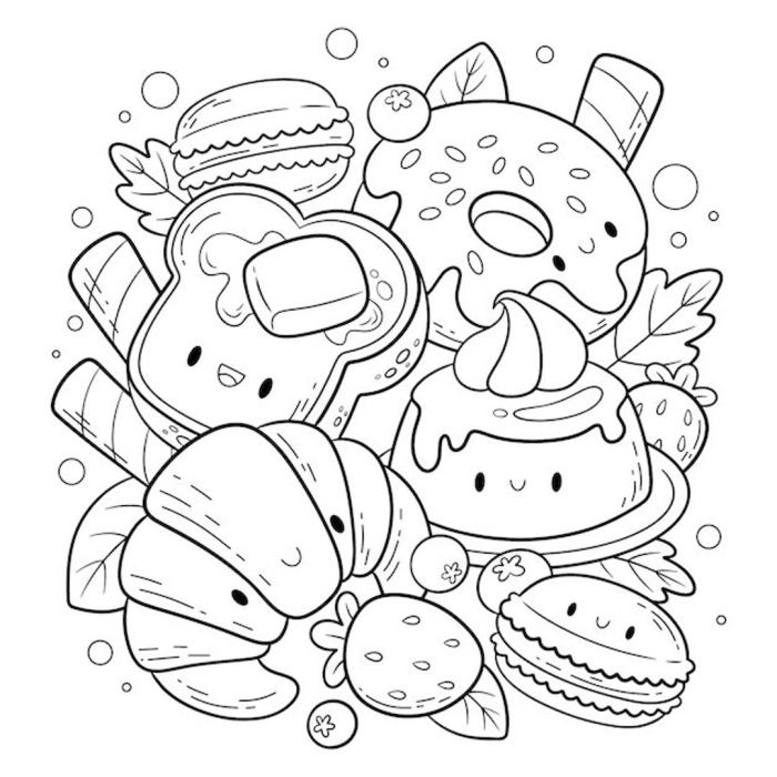 Cute food coloring pages printable