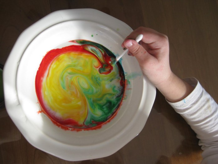 Soap food coloring milk