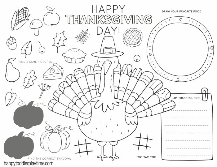 Thanksgiving food coloring sheets