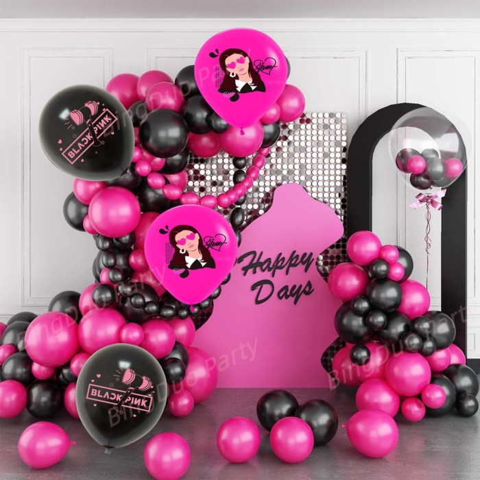 Black Pink Theme Birthday Decoration Ideas