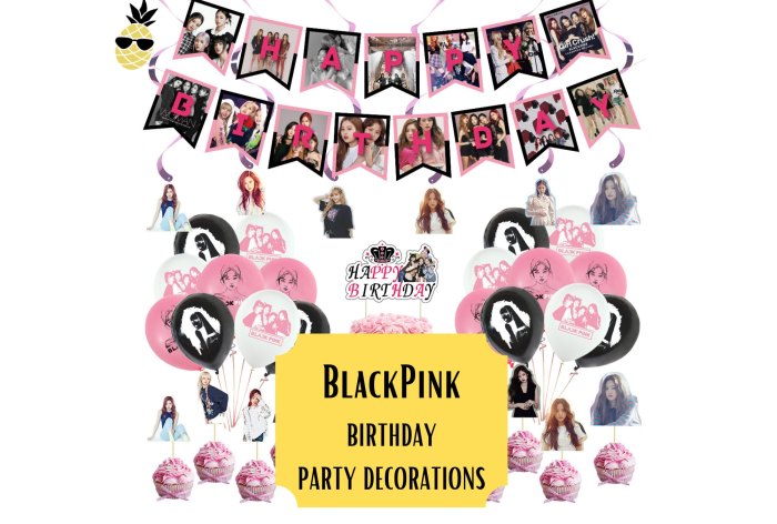 Black pink theme birthday decoration