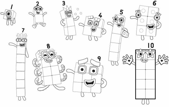 Numberblocks coloring pages