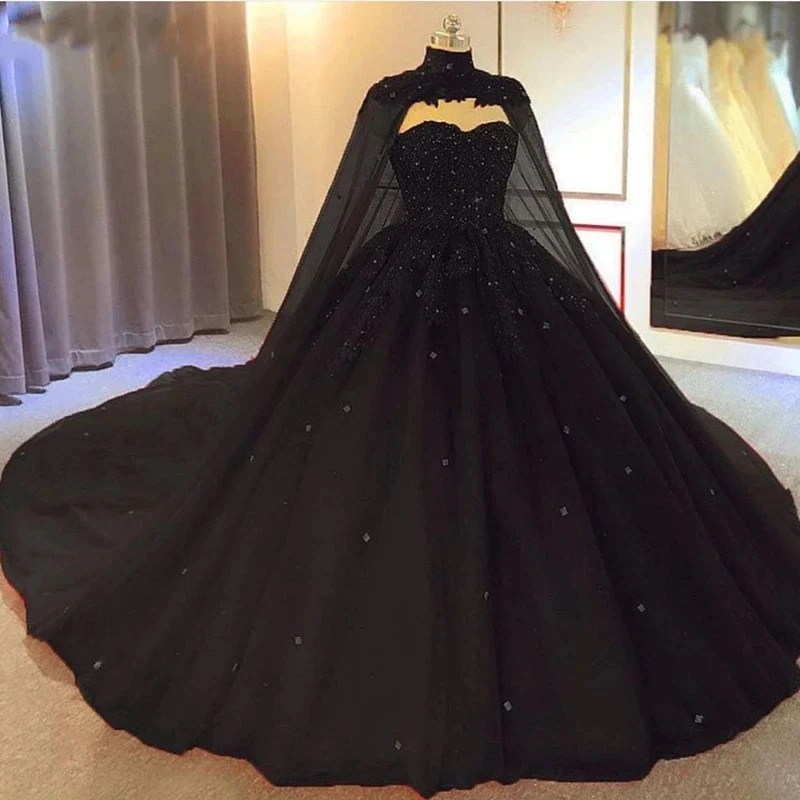 Princess black wedding dress