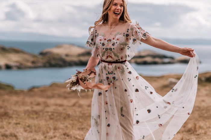 Wedding dress floral print