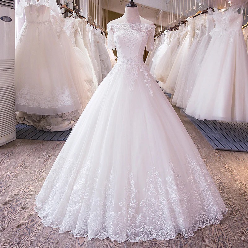 Princess white wedding dress