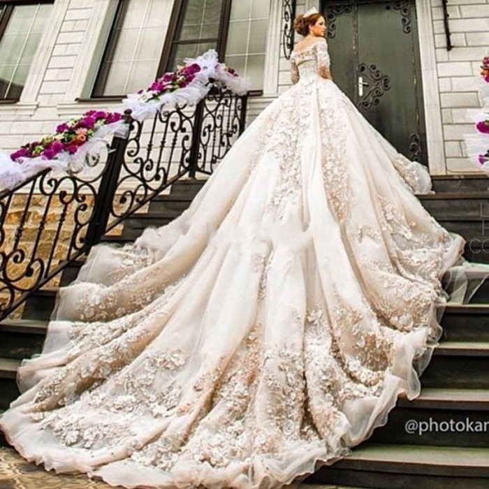 Princess wedding dress with long train