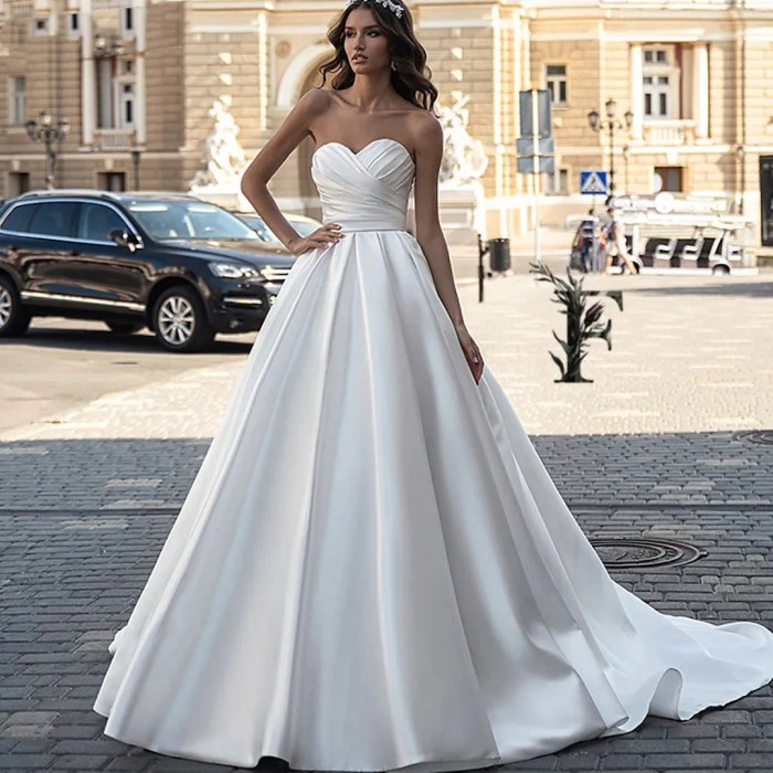 Satin wedding dress with bow on back